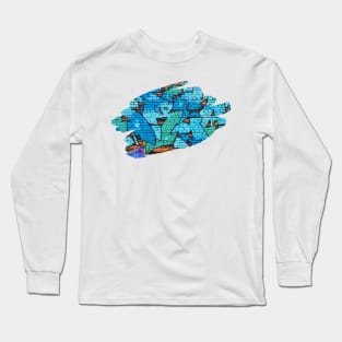 Graffiti Splash Art Print Blue Long Sleeve T-Shirt